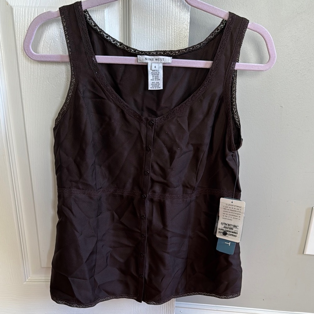 Nine West Dark Brown Sleeveless Top
